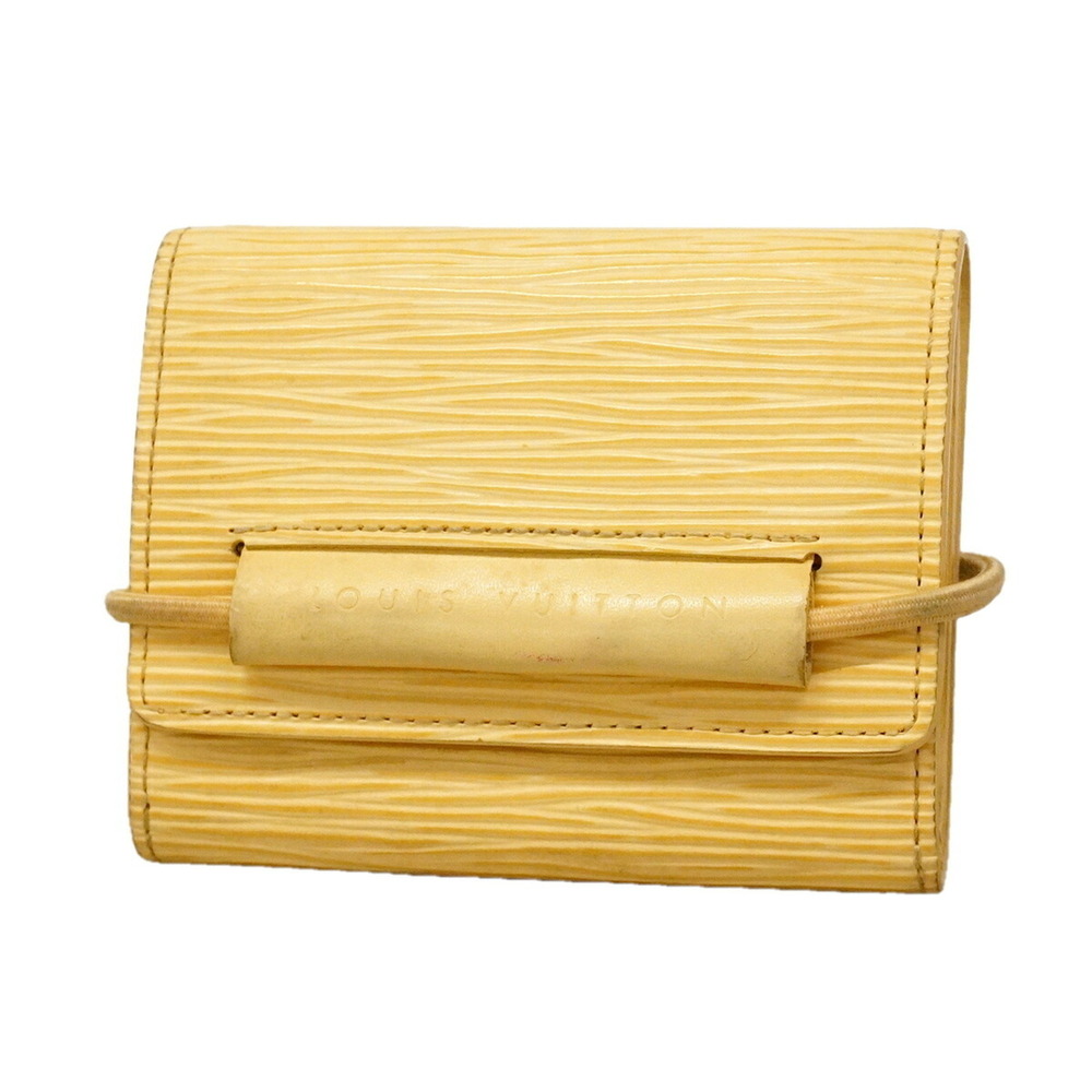 Louis Vuitton Tri-fold Wallet Epi Portemonnaie Elastic M6366A Vanilla Ladies